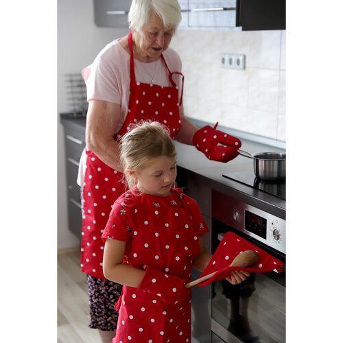 Home Elements Кухонний фартух Крапки червоний, 60 x 80 см