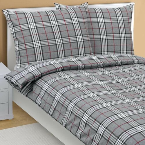 Bellatex Flanelno posteljnino Káro siva, 140 x 200cm, 70 x 90 cm