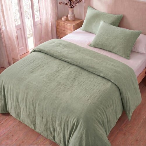 Kvalitex Muslin posteljnina svetlo zelena, 140 x200 cm, 70 x 90 cm