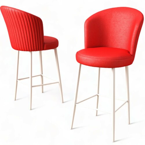 Zestaw krzeseł barowych Uras Red and White, 6 szt.