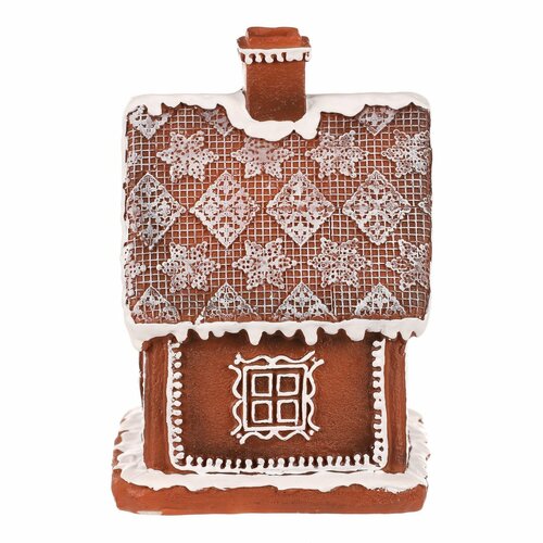 Vánoční dekorace Perníková chaloupka, polyresin, LED, hnědá