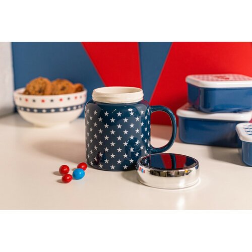 Cană din porțelan cu capac Altom Easy Morning Star, 420 ml