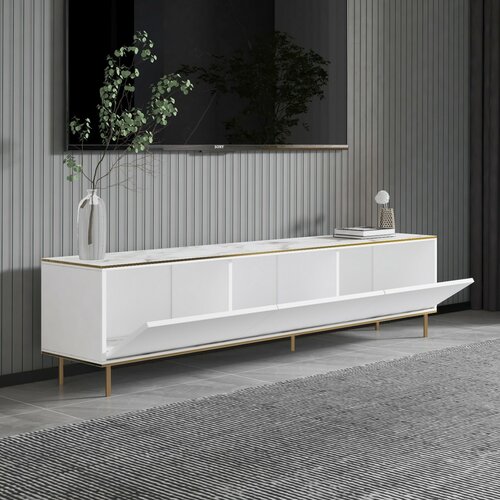 TV-Lowboard Imaj White Marble and Gold