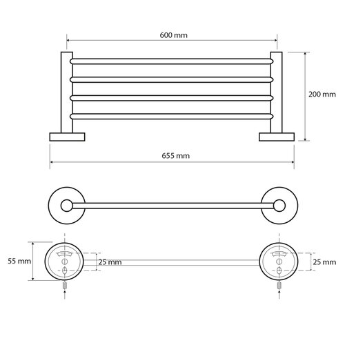 SAPHO XR412 X-Round E držalo za brisače 65 cm,krom