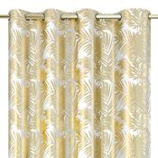 Restilo Zasłona Velvet Golden Leaves biały, 140 x 245 cm