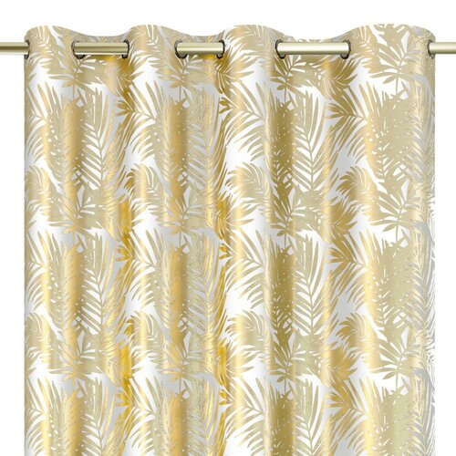 Restilo Záves Velvet Golden Leaves biela, 140 x 245 cm