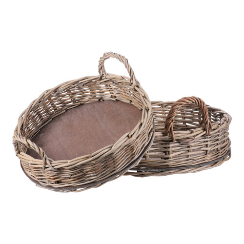 Komplet pletenih pladnjev Nature okroglih, 2 kos,2 velikosti, 45 x 10 x 45 cm