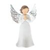 Înger cu aripi din metal, din poliresină alb, 12 x 7 cm
