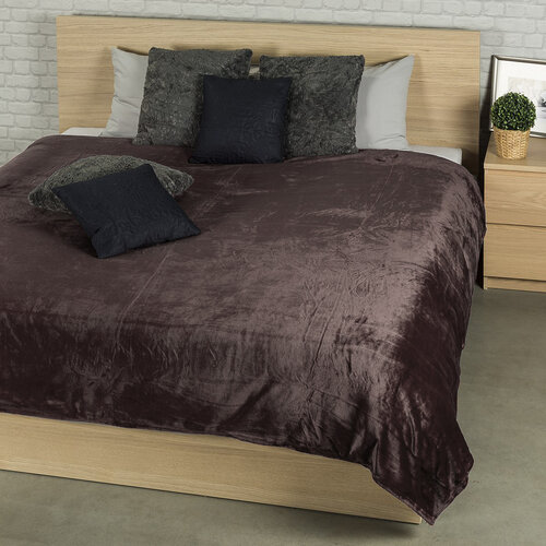 Koc XXL / Narzuta na łóżko ciemnobrązowa, 200 x 220 cm