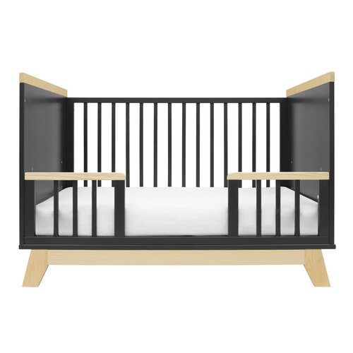 New Baby Crib Marcus cu barieră, negru / natural