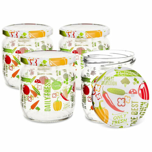 Set borcane din sticlă cu capac pentru conservare Orion Fruit, 4 buc. e4home.ro