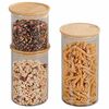 Kesper 92333 Set de recipiente de depozitare dinsticlă/bambus, 3 buc., diametru 10 cm
