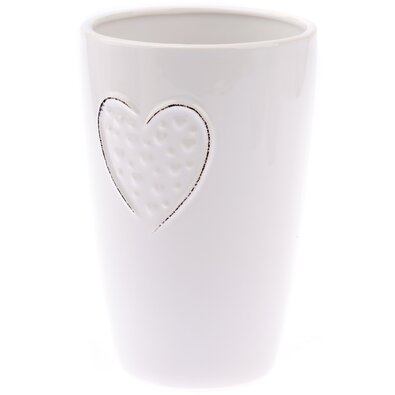 Wazon ceramiczny Little hearts biały, 18 cm