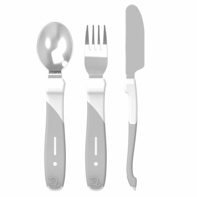 Twistshake Set de tacâmuri din oțel inoxidabil 12+m, alb