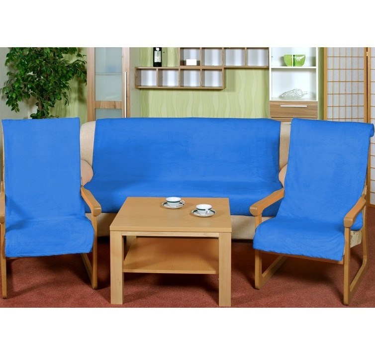 Bellatex Přehozy na sedací soupravu Korall micro modrá 3+1+1