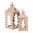 Holzlaternen-Set „Weihnachtsbaum“, 2 Stück, naturfarben