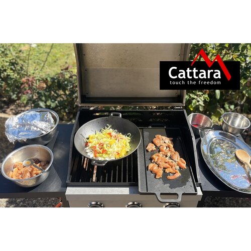 Cattara 13069 Wok grill serpenyő öntöttvas, átmérő31 c m