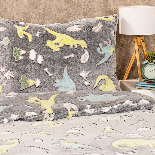 Lenjerie de pat luminoasă din microflanel4Home Dino, 140 x 200 cm, 70 x 90 cm