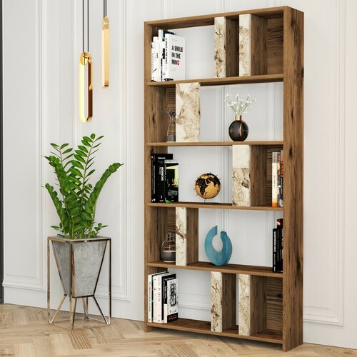 Lime White Marbel and Walnut könyvespolc