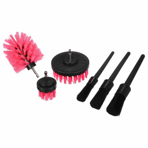 Set Sixtol multifuncțional instrumente de curățare și spălare mașină CAR DETAILING PINK, 9 buc