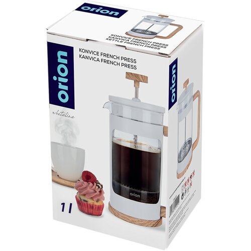 Orion Sklenená kanvica/french press Whiteline 1 l
