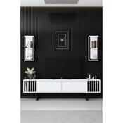 Chrome White and Black TV-asztal polcokkal