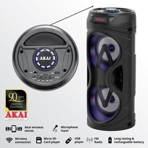AKAI ABTS-530BT hordozható hangszóró Bluetooth és rádió