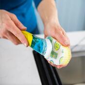 Scrub Daddy Dish Daddy houbička na mytí nádobí, s rukojetí a dávkovačem saponátu