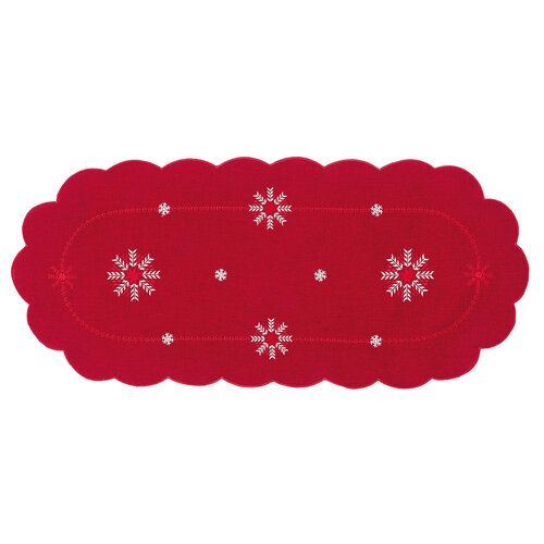 Hópelyhek karácsonyi abrosz piros, 40 x 90 cm