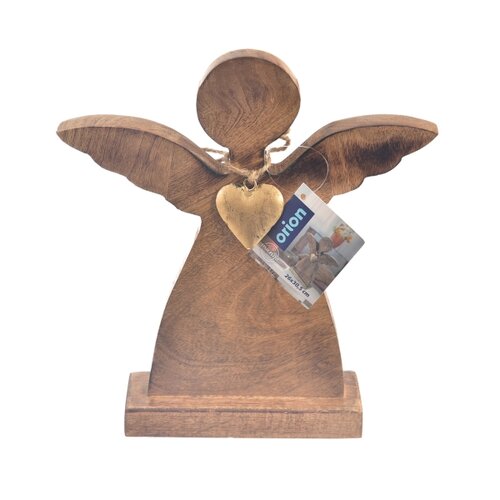 Decor de Crăciun din lemn Orion ANGEL cu inimă demetal