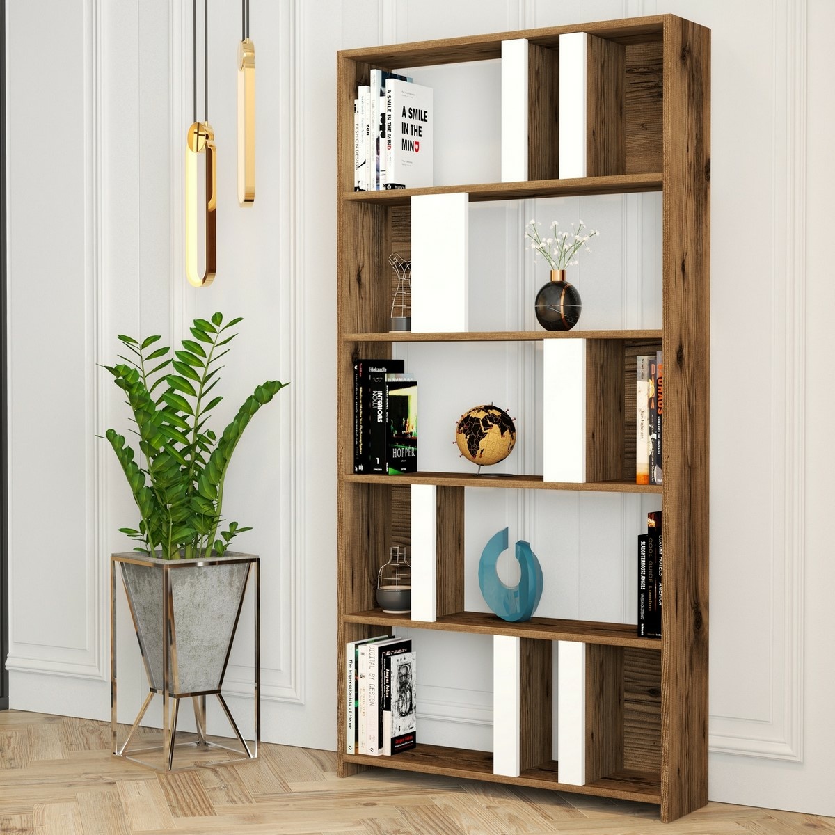 Knižnica Lima White and Walnut
