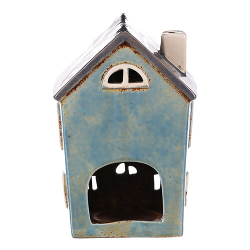 Kandeláber Domek kék, kerámia, 12  x 9 x 18 cm