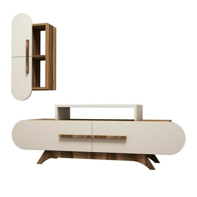Stolik pod telewizor z szafką Rose Walnut and Cream