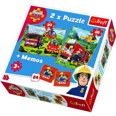 Trefl Sada puzzle a pexesa Požárník Sam, 3 ks