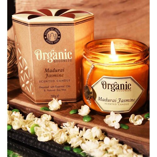 Świeca organiczna Madurai Jasmine 200 g w bursztynowym szkle