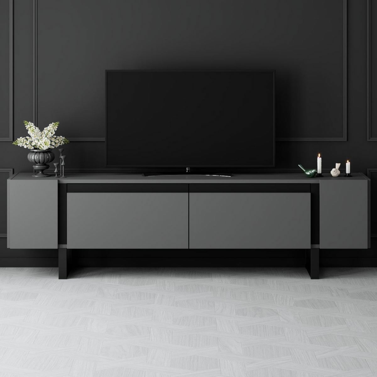 Televízny stolík Yildiz Anthracite and Black