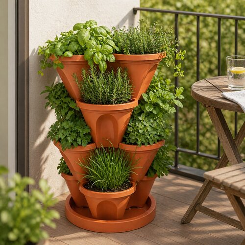 4Home Blumentopfkaskade 4-teilig, Terrakotta