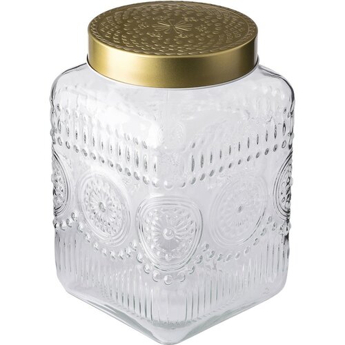 Altom Sada skleněných dóz se zlatým víkem Daisy 2,2 l, 4 ks