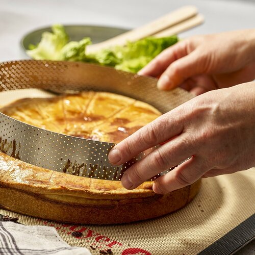 De Buyer 3098.09 perforowana okrągła rama do ciasta 24,5 cm, stal nierdzewna