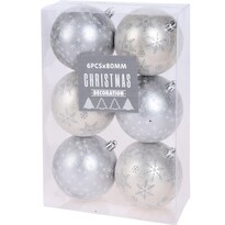 Set decorațiuni Crăciun Pachino, argintiu, 6 buc.,diam. 8 cm Set decorațiuni Crăciun Pachino, argintiu, 6 buc.,diam. 8 cm