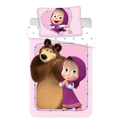 Jerry Fabrics Dziecięca pościel bawełniana do łóżeczka Masza i Niedźwiedź, 100 x 135 cm, 40 x 6