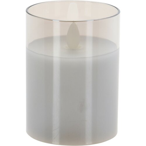 LED svíčka ve skle Agide, reálný plamen, 7,5 x 10 cm, teplá bílá