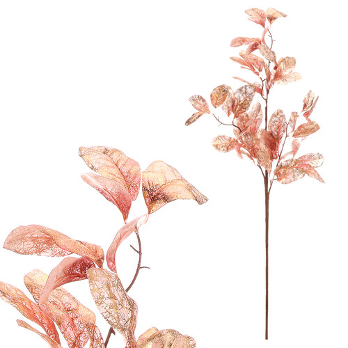 Set de ramuri de Crăciun cu frunze aurii, 2 bucăți, roz, 85 cm
