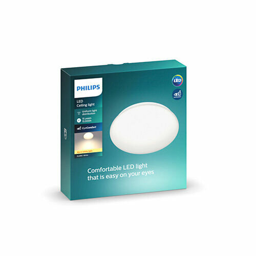 Philips 8718699681036 стельовий світлодіоднийсвітильник Moire 6 Вт 600lm 2700K 22,5 см, білий