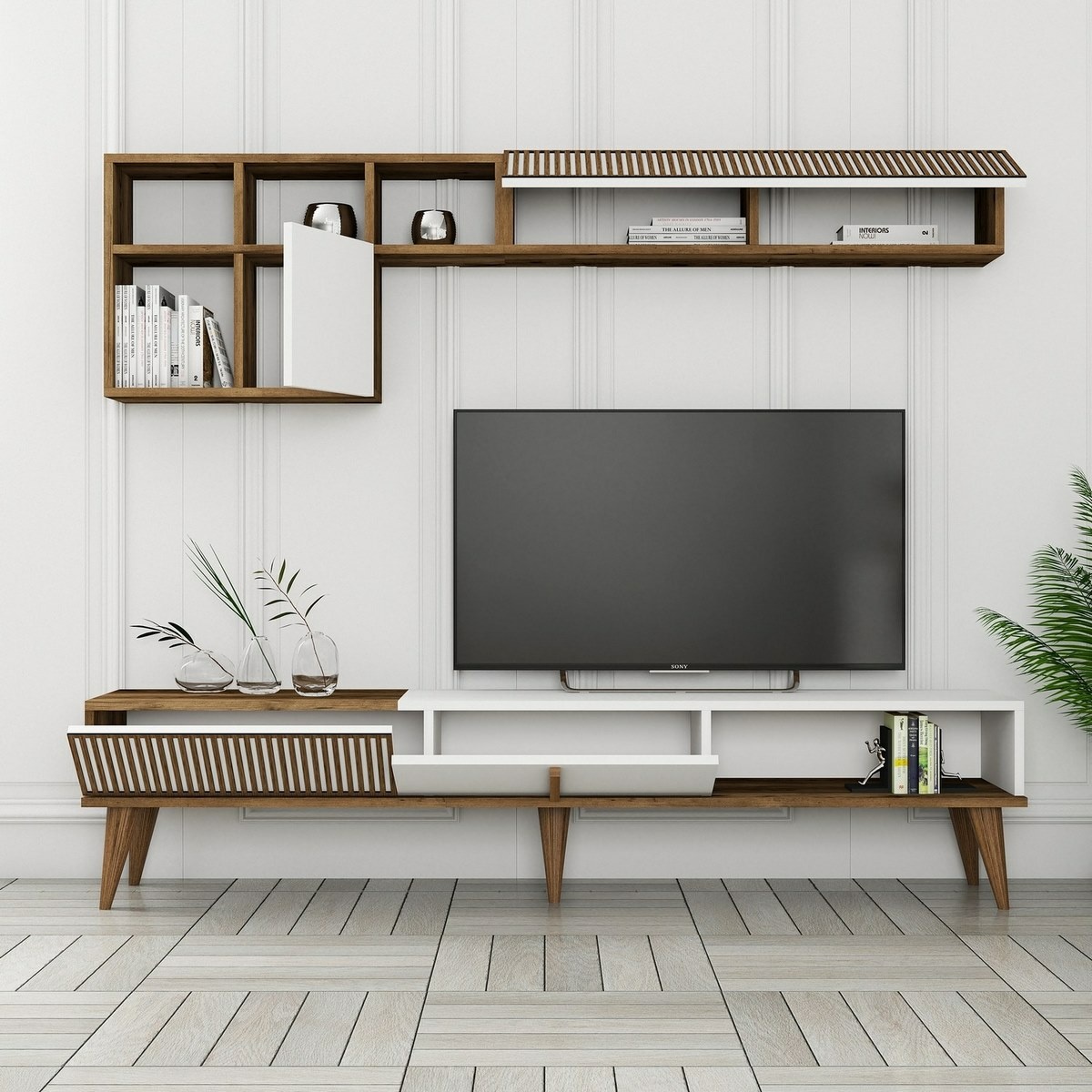 Televízna stena Milen Walnut and White
