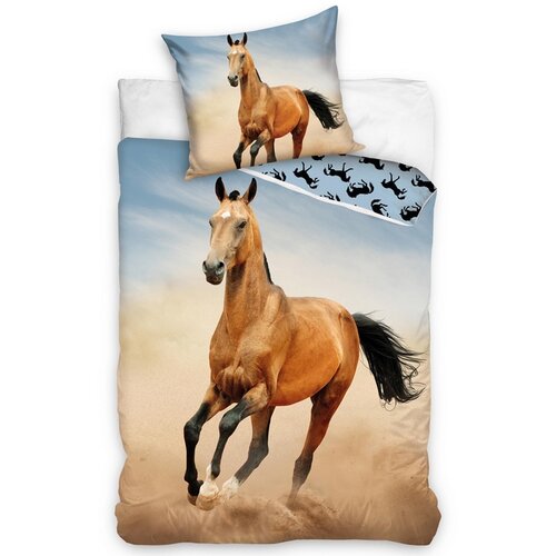 TipTrade Bavlněné povlečení Kůň Hnědák, 140 x 200 cm, 70 x 90 cm