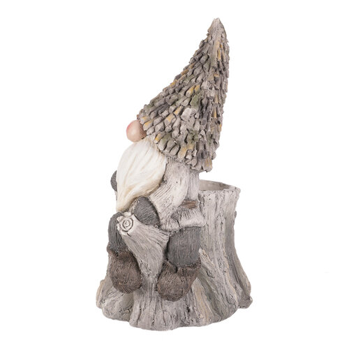 Übertopf, Gartendekoration Baumstumpf mit Zwerg, 38 x 46 x 23 cm, MgO