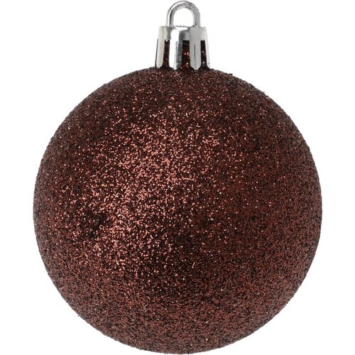 Zestaw ozdób bożonarodzeniowych Glitter, brązowy, śr. 6 cm, 6 szt.