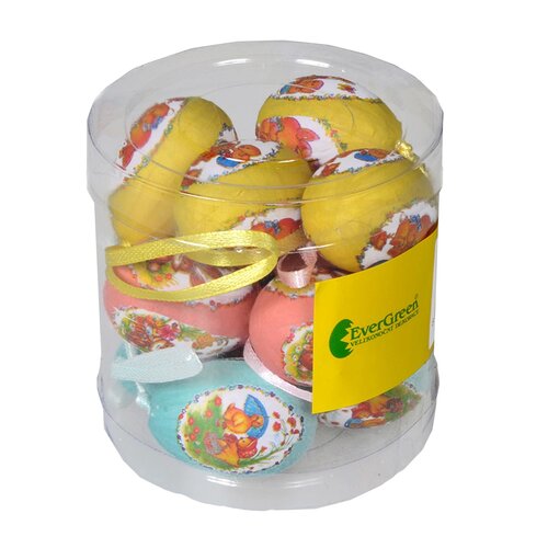 Súprava veľkonočných vajíčok s jarným motívom v. 4 cm, 12 ks v balení