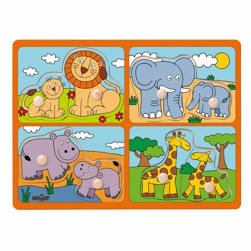 Woody Puzzle für die Kleinsten mit Griffen afrikanische Tiere